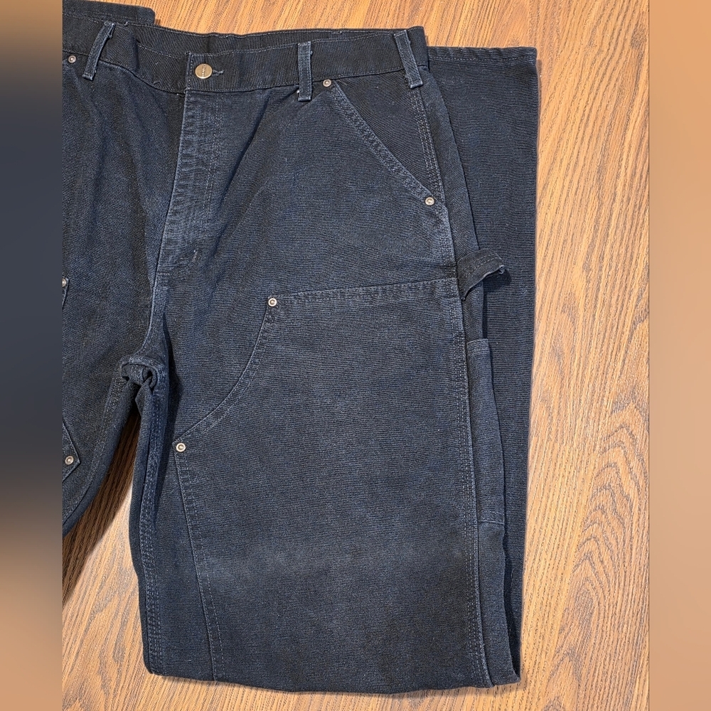 Men’s Carhartt B136 BLK Dungaree Fit Canvas Carpenter Pants 34x36 USA 90s A96 - Picture 2 of 13